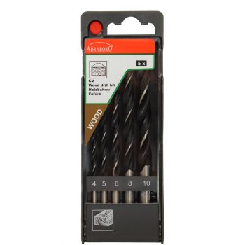   5 részes rövid fafúró, műanyag dobozban (D 4,0-10,0 mm) Abraboro