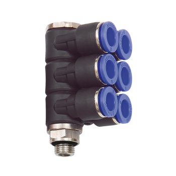    L többszörös elosztó „Blue Széria”, 6-szeres, forgatható, G 1/8 a (párhuzamos külső menet ). Ø8mm