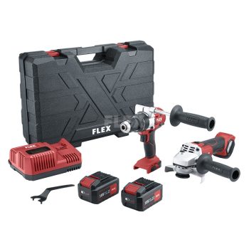   PD 2G 18.0-EC FS55BC + L 125 18.0-EC / 5.0 AH SZETT 2-fokozatú akkus ütve fúrógép 18,0 V + akkus sarokcsiszoló 18,0 V Flex