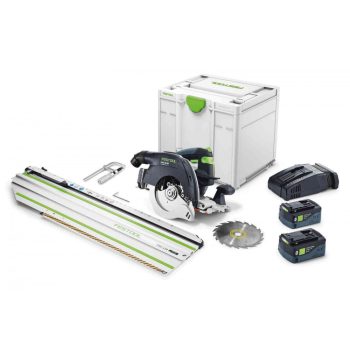   Festool Akkus kézi billenőbúrás körfűrész HKC 55 5,0 EBI-Set-FSK 420 + ajándék kapcsozógép/szegezőgép