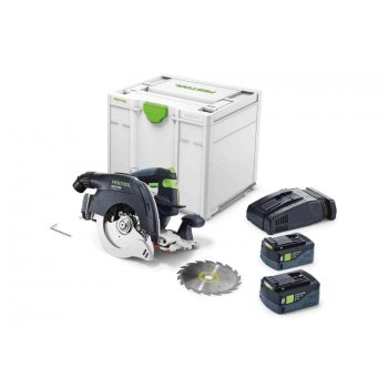   Festool Akkus kézi billenőbúrás körfűrész HKC 55 5,0 EBI-Plus-SCA + ajándék kapcsozógép/szegezőgép