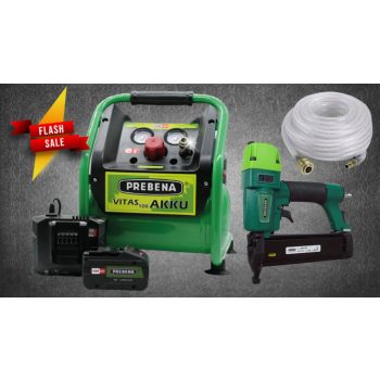  PREBENA Akkus szegező szett 16-50mm Vitas 100 Kompresszor + 2XR-J50 Szegbelövő ) /amíg a klt. tart!*/