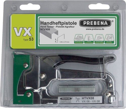 PREBENA HTVX08 Kézi tűzőgép 4-8mm-ig + VX04CNK-Bliszter