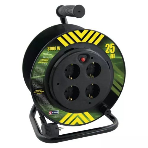 EMOS Kábeldob 25 m / 4 aljzat / fekete / PVC / 230 V / 1,5 mm2